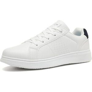 Men's White Casual Fashion Dress Sneakers Classic Lace-Up Lightweight Shoes